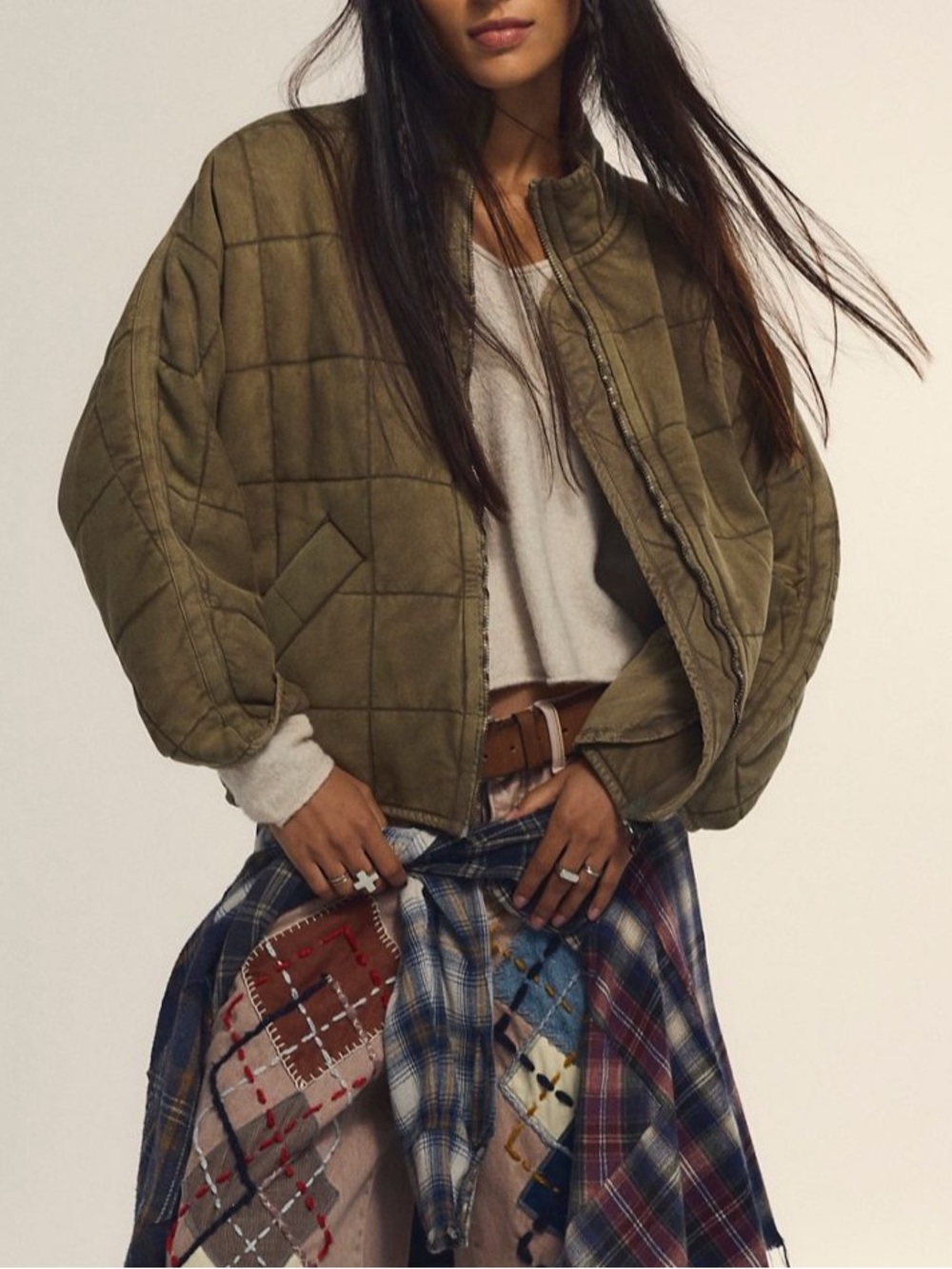 Free People Dolman Quilted Knit Oversized Jacket XL Caiman